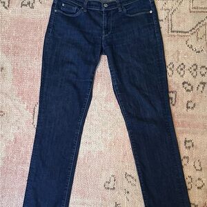7 For All Mankind Medium Dark Blue Straight Leg Jeans